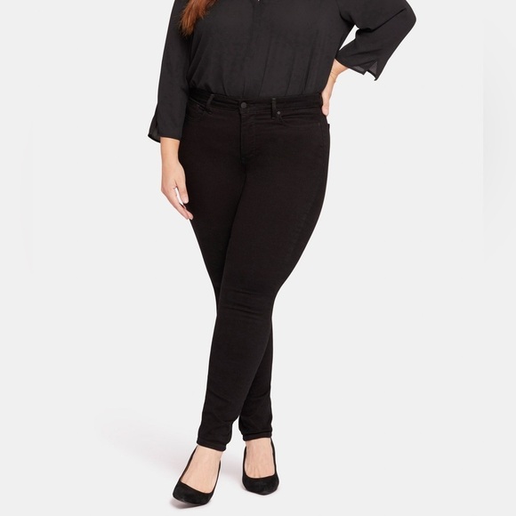 NWT NYDJ Ami Skinny Black Wax Jean Zipper Fly Legging Pants Size 14 - Picture 1 of 14